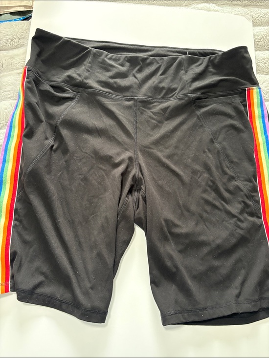 Pants - Livi 22/24 Black Athletic Shorts with Rainbow Trim